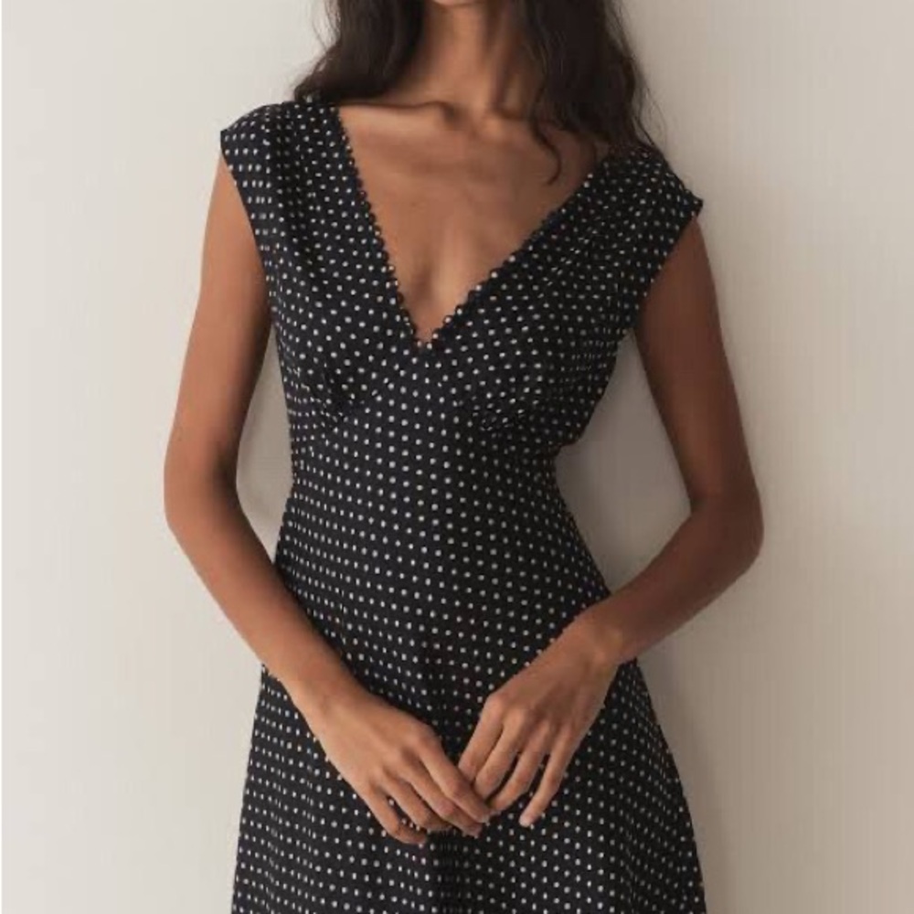 Doen Black Polka Dot Midi Dress